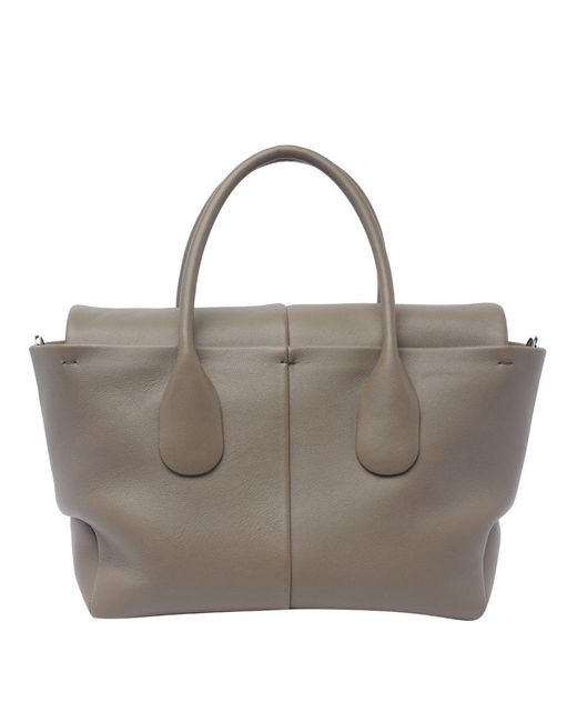 Tod's Gray 'di Bag Reverse' Green Shopper Bag In Leather Woman