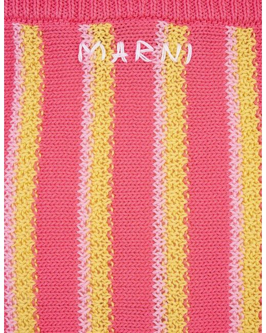 Marni Pink And Striped Knitted Mini Skirt