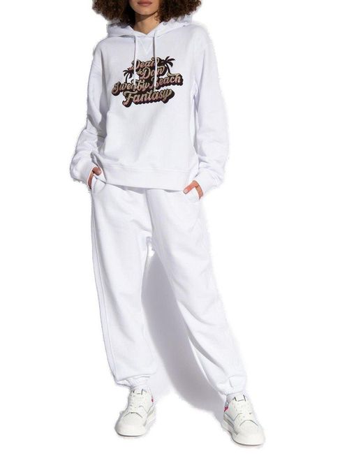DSquared² White Printed Hoodie,