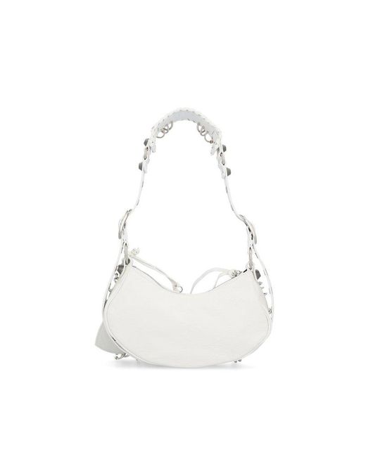 Balenciaga White Xs Le Cagole Mirror Tag Shoulder Bag
