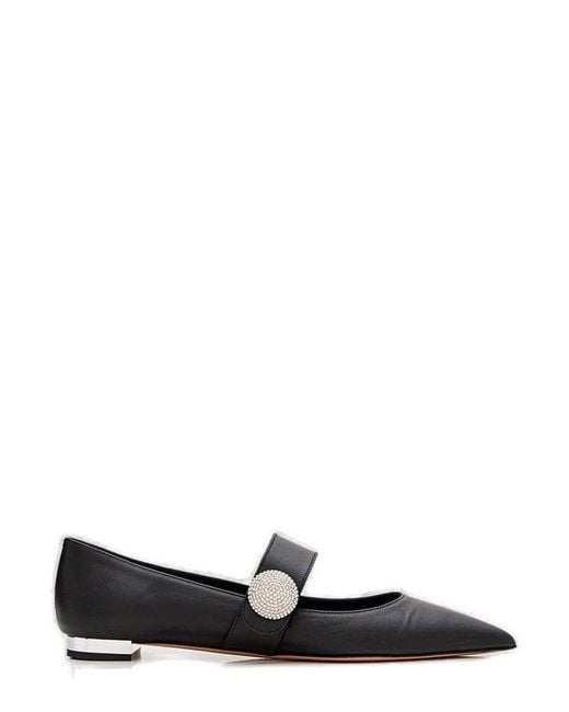 Aquazzura Black Embellished Pointed Toe Ballerina Shoes