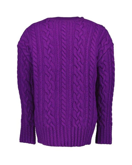 AMI Purple V-neck Knit Cardigan