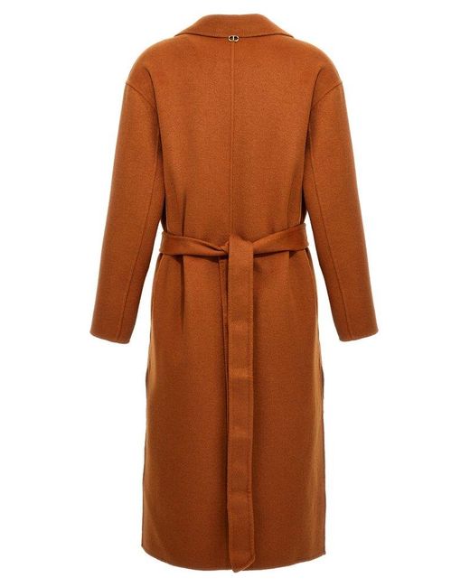 Twin Set Brown Single-breasted Belted Coat