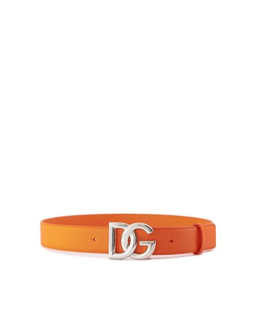 Dolce & Gabbana Orange Dg Logo Belt for men