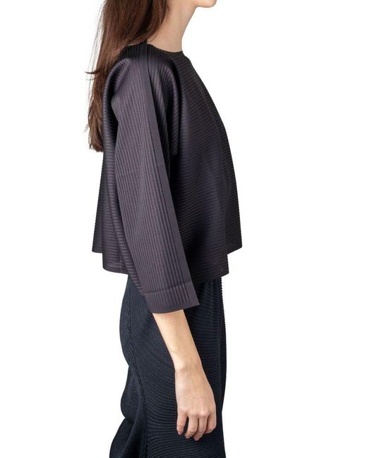 Pleats Please Issey Miyake Black A-poc Boat Neck Pleated Blouse