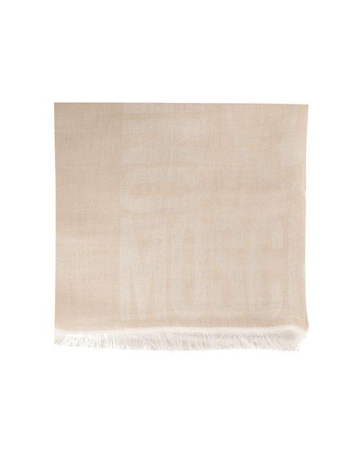 Moschino Natural Scarf With Logo,