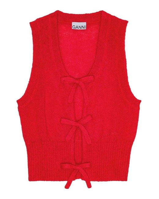 Ganni Red Tie String Vest