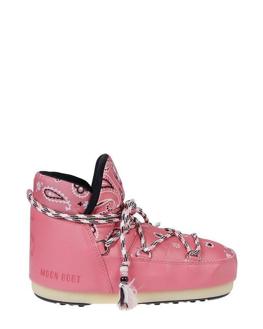 Alanui Pink X Moonboot Bandana-Printed Round-Toe Boots