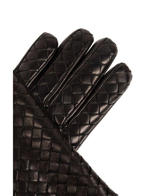 Bottega Veneta Black Leather Gloves,