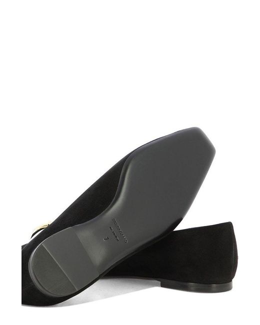 Ferragamo Black Bow-detailed Slip-on Ballerina Shoes