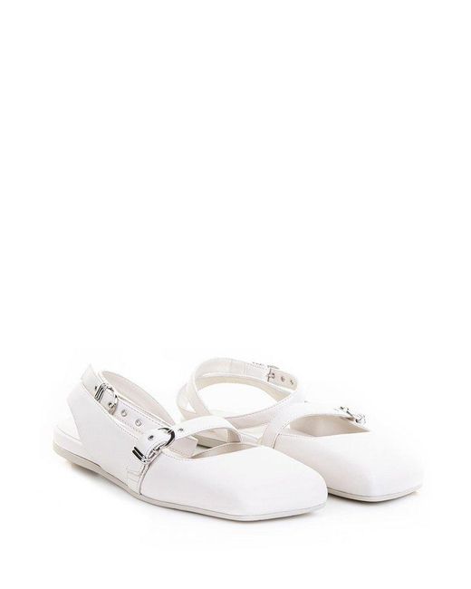 Vic Matié White Buckle Detailed Square Toe Sandals