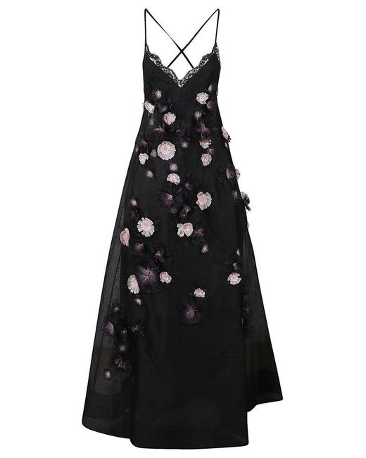 Zimmermann Black Daisy Floral-detailed Sleeveless Maxi Dress