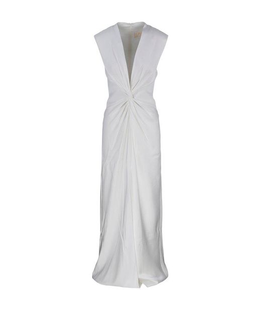 Max Mara White Pilard V-neck Sleeveless Dress