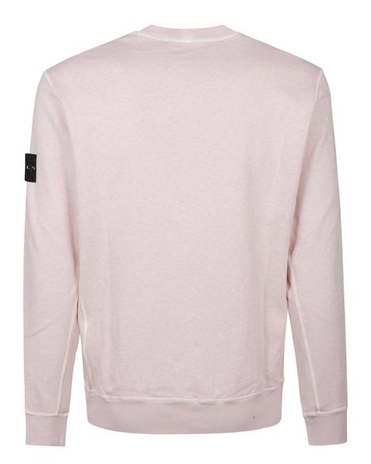 Stone Island Pink Compass-Badge Crewneck Sweatshirt for men