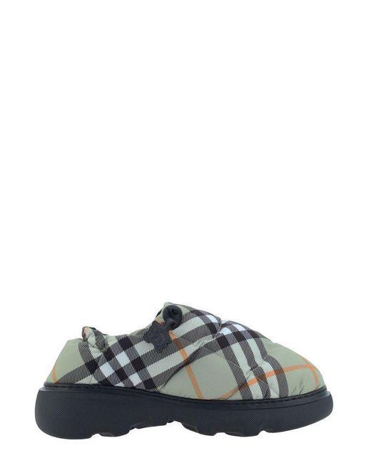 Burberry Gray Checked Low-Top Pillow Slippers