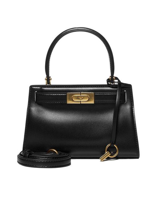 Tory Burch Leather Toty Burch Mini Lee Radziwill Top Handle Bag in Black Lyst Australia