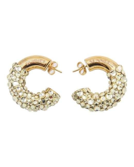 Sunnei Metallic Logo Printed Embellished Chunky Hoop Earrings