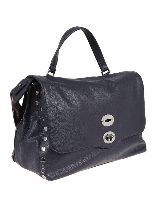 Zanellato Blue Postina Studded Top Handle Bag