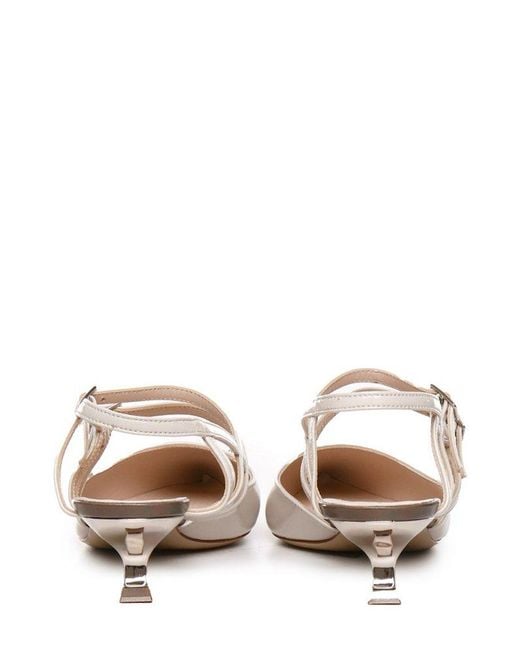Alchimia White Strappy Kitten Heel Pumps