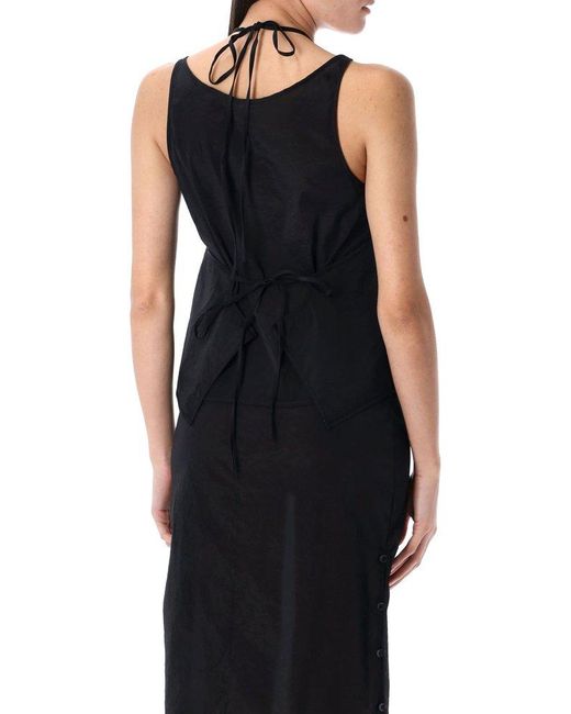 Low Classic Black Sheer Button Loop Top