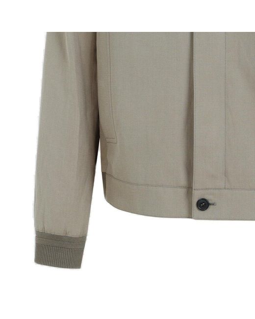 Zegna Gray Button-detailed Bomber Jacket for men
