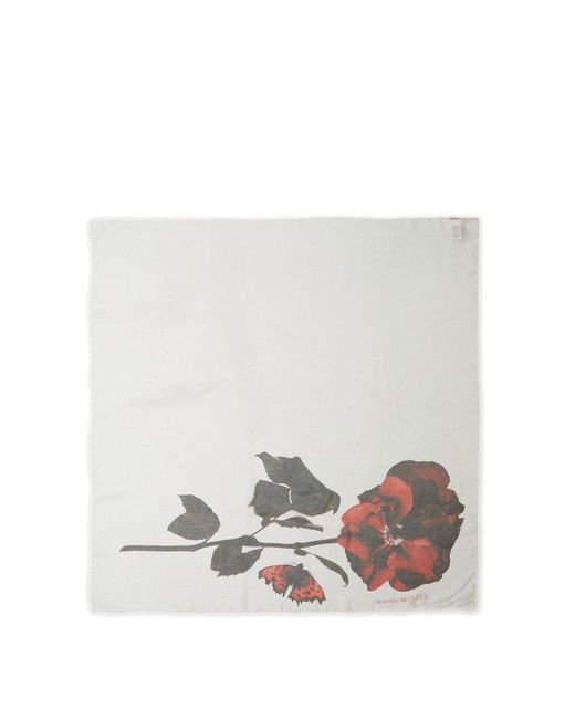 Alexander McQueen White Floral Printed Shawl
