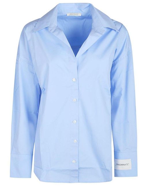 hinnominate Blue Button-Up Long Sleeve Top