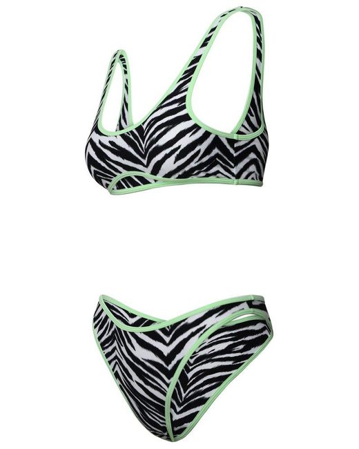Reina Olga Black Zebra Print Two-piece Bikini Set