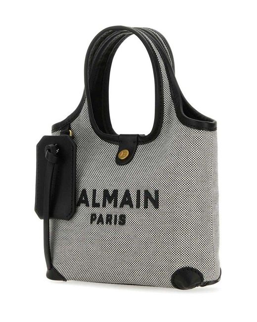 Balmain Gray B Army Mini Grocery Shopper Bag