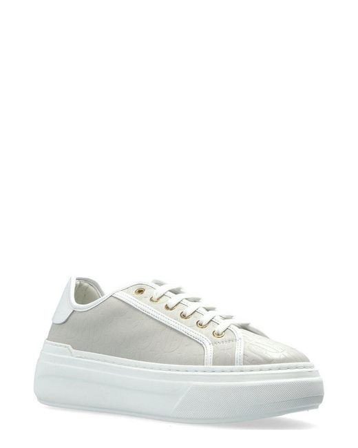 Furla White Logo Embossed Lace-Up Shoes