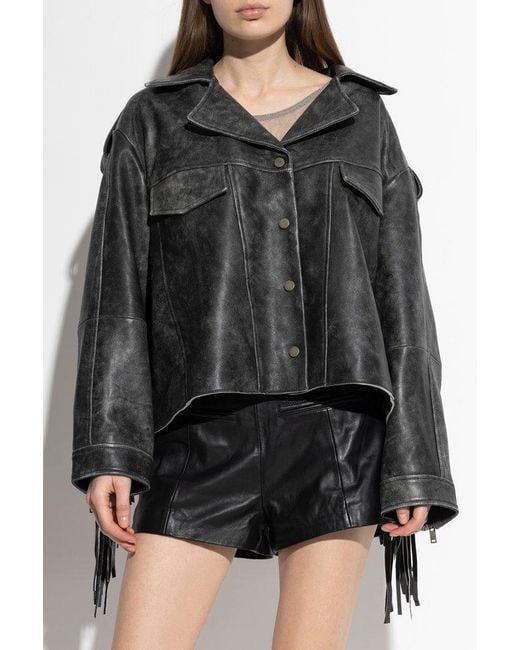 Gestuz Black Jaggy Jacket With Fringe Detail
