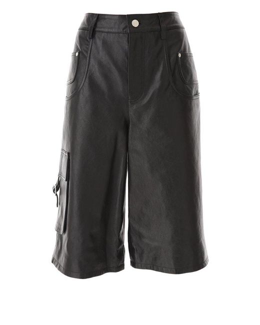 Moschino Gray Jeans Knee-length Leather Shorts