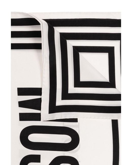 Moschino Black Quote-printed Square Shape Scarf