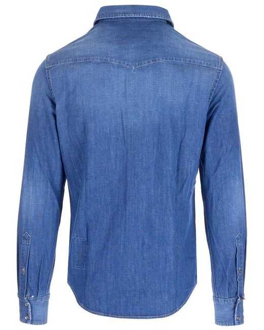 Jacob Cohen Blue Buttoned Long-sleeved Denim Shirt for men