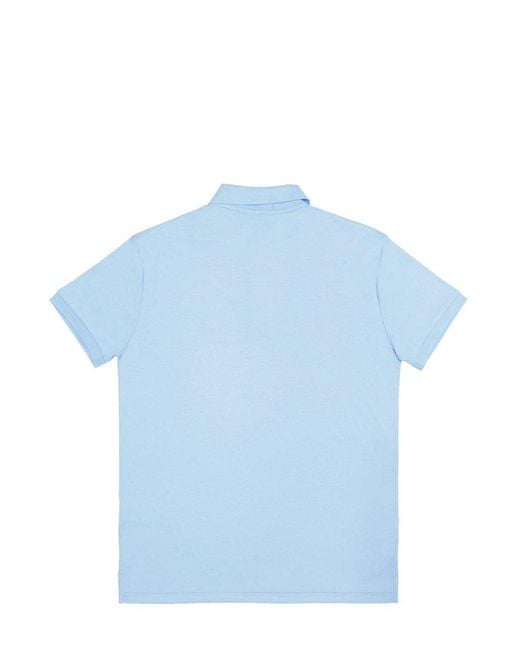 Polo Ralph Lauren Blue Logo Embroidered Short-sleeved Polo Shirt for men