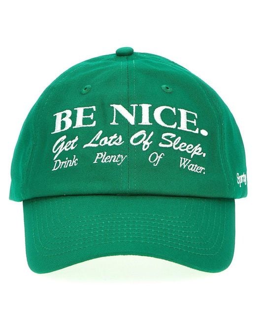 Sporty & Rich Green Logo Embroidered Curved-visor Baseball Cap