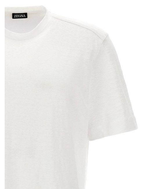 Zegna White Linen T-Shirt for men