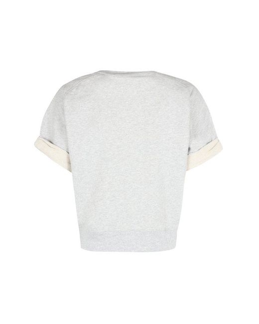 FRAME Crewneck Short-sleeved Sweatshirt in White | Lyst