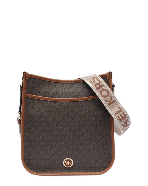 MICHAEL Michael Kors Brown Luisa Large Signature Logo Messenger Bag