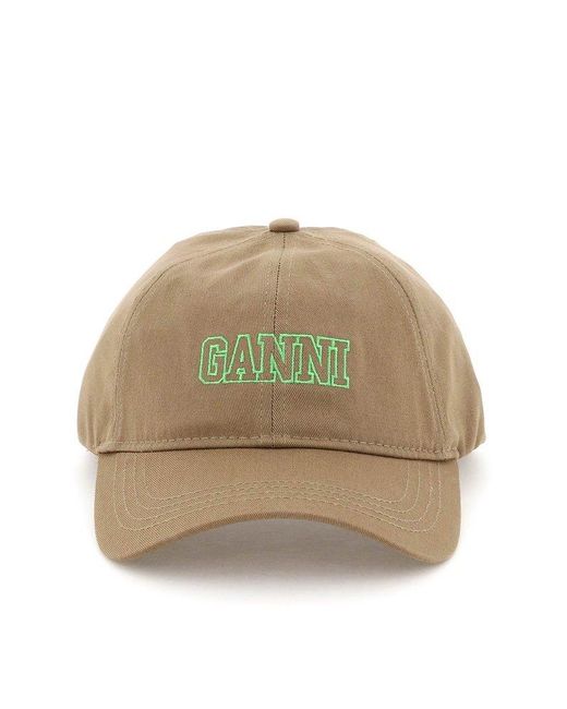 Ganni Natural Logo Embroidered Baseball Cap