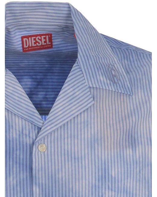 DIESEL Blue Bowling Shirt "Trucker" for men