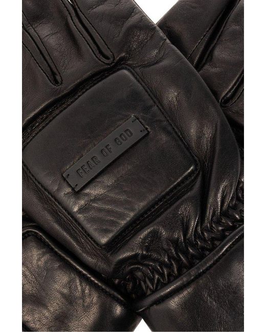 Fear Of God Black Leather Gloves for men
