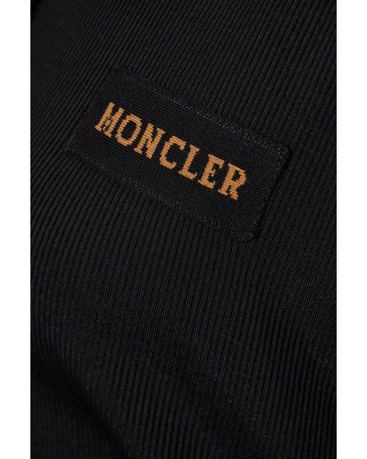 Moncler Black Dress With Logo Patch