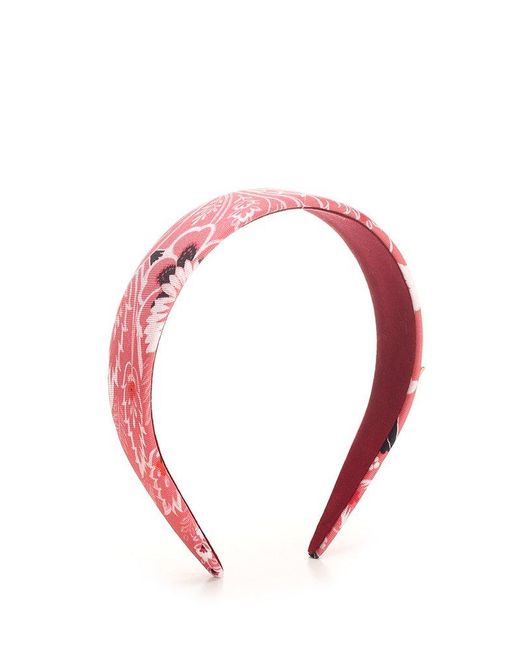Etro Pink Pegaso Plaque Floral Printed Hairband