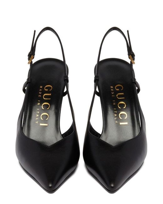 Gucci Black Pointed-toe Slingback Pumps