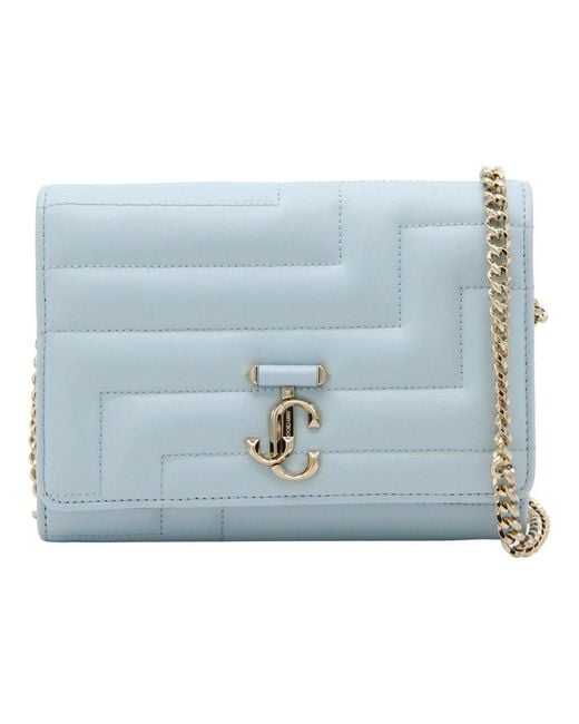 Jimmy Choo Blue Avenue Quilted Logo Plaque Clutch Bag