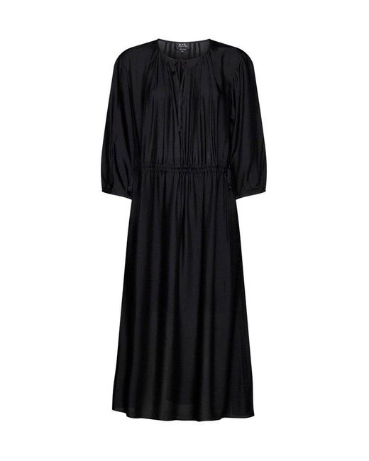 A.P.C. Black Eve Viscose Midi Dress