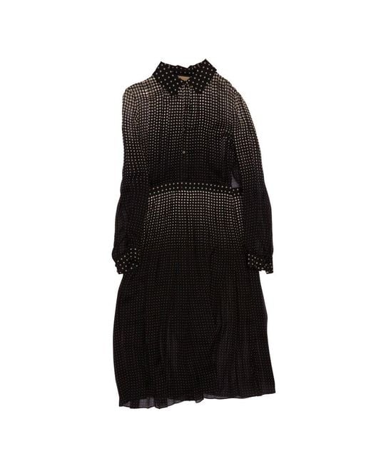 Gucci Black Hexagon Printed Chiffon Dress