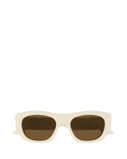 Alexander McQueen White Rectangle Frame Sunglasses