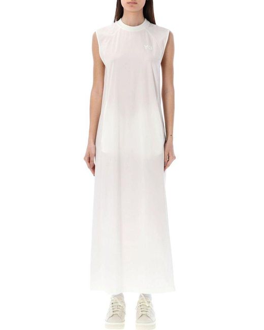 Y-3 White 3-stripes Cut-out Detailed Sleeveless Dress